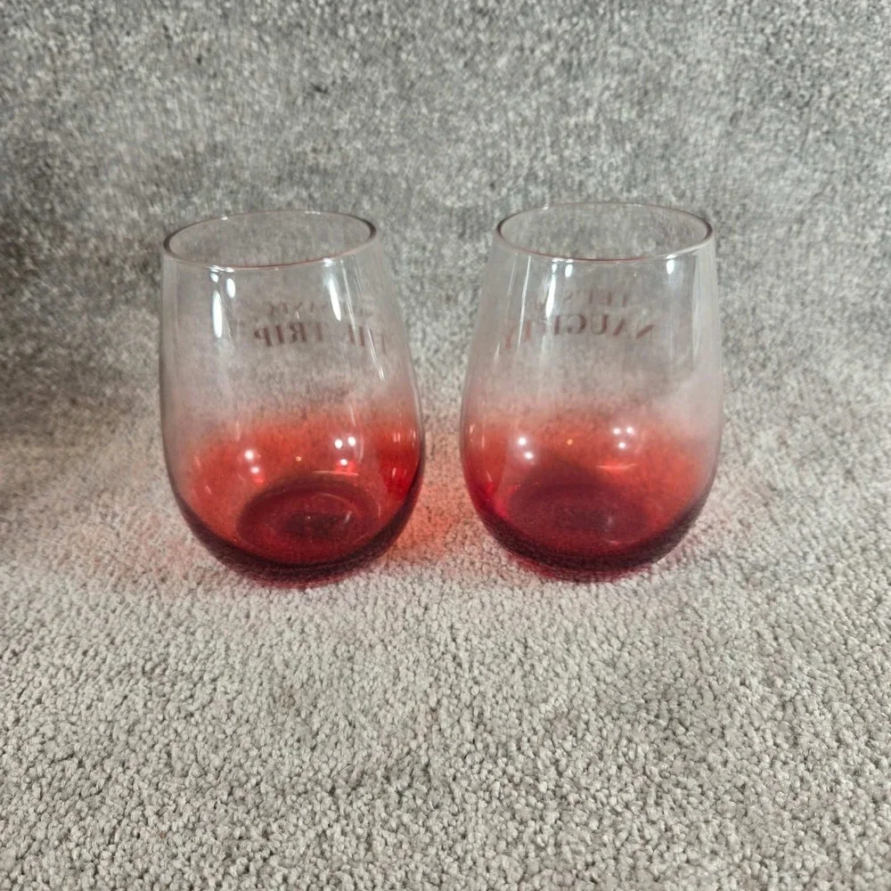Two's Company Stemless Wine Glasses Red Set of 2